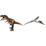 Jurassic World Super Colossal Tyrannosaurus Rex Dinosaur Action Figure & ​ Dominion Massive Action Quetzalcoatlus Dinosaur Action Figure with Attack Movement, Toy Gift with Physical and Digital Play​