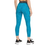 Nike Pro Dri Fit Crop Mid Rise Printed Leggings Blue XS Woman