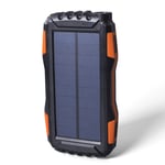 Travel Solar Power Bank Waterproof 25000Mah Solar Charger USB External Charger Solar Powerbank for All Phone with LED Light,Orange