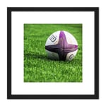 Sport Rugby Ball Field World Cup Photo 8X8 Inch Square Wooden Framed Wall Art Print Picture with Mount