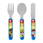 PAW Patrol 3 Piece Cutlery Set – Metal, Reusable Children's Knife, Fork & Spoon, Kids-Size, Made from Food-Safe Stainless Steel & ABS Plastic – Chase Marshall Skye Rubble – for 12 Months & Up