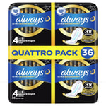 Always Ultra Secure Night Sleep Sanitary Size4 Towel Wings Absorbent Pack36 Pads