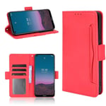 Nokia 5.4 - Læder cover / pung - Udvendig aftagelig kortholder - Rød