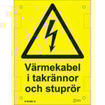 Skylt Värmekabel i takrännor och stuprör