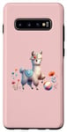 Galaxy S10+ Pink Cute Alpaca with Floral Crown and Colorful Ball Case