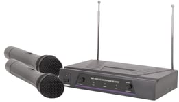 Dual Wireless Microphones VH2 Cordless 2 Mics + Carry Case Karaoke DJ PA Set,...
