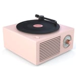 Bluetooth Audio Vinyl Record Player, Wireless Mini Portable Speaker, Multi-function Desktop Mini Player, Support Bluetooth, Card, Audio (Color : Pink)