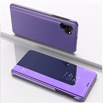 Hülle® Mirror Plating Clear View Stand Function Flip Case Compatible for Samsung Galaxy A32 4G (Purple)
