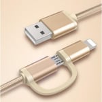 2 In 1 Micro Usb Lighting Charging Cable For Cell Phone Fast Cha Gray