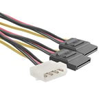 Qoltec 27618 Interne 0.2m Molex (4-pin) 2 x SATA Noir, Rouge, Blanc, Jaune câble électrique - cables électriques (Mâle/Femelle, Noir, Rouge, Blanc, Jaune, 0,2 m, Molex (4-pin), 2 x SATA 15-pin, Droit)