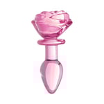 Glass Small Anal Plug - Pink Rose