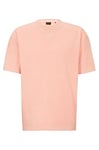BOSS Mens TeNeon Cotton-Jersey Oversized-fit T-Shirt with Embroidered Logo Orange