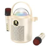 Enceinte Bluetooth Karaoke Sans Fil Avec Micros Dual Mic Autonomie 16H Lumière Colorée Gris YONIS