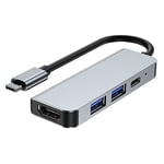 Tech-Protect V2-Hub Adaptateur 4 en 1 - Adaptateur USB-C avec 4K HDMI, 2X USB, USB-C | pour Ordinateurs Portables avec Port USB Type-C | Gris