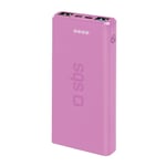 SBS Powerbank med 2x USB-A & 1x USB-C 10W - 10.000 mAh - Pink