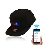 LED-display Bluetooth-keps med engelska tecken, gångkaraktär, keps med tecken, lysande keps (58-60 cm) -hg black