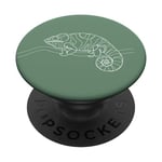 Sage Green Chameleon Minimalistic Line Art PopSockets Swappable PopGrip