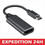 Adaptateur USB C vers HDMI 4K, connecteur Type-C vers HDMI pour moniteur, cordon USB-C vers HDMI compatible Thunderbolt 3 pour MacBo