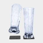 Silwy Magnetiska ölglas i plast Magnetic Plastic Glass Beer, transparent, 33 cl, 2-pack + magnetiska glasunderlägg