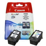 Original Genuine Canon PG510 Black & CL511 Colour Ink Cartridge Twin Pack