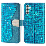 SKALO Samsung A54 5G Glitter design Lompakko kotelo - Sininen