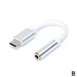 Earphone Braided Cable Adapter Type C To 3.5mm Silver