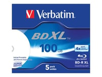 Verbatim - 5 x BD-R XL - 100 Go 4x - surface imprimable par jet d'encre - boîtier CD
