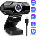 Webcams avec microphone Caméra Web Full HD 1080P Caméra PC pour appels vidéo, diffusion en direct, étude et conférences Compatible avec Windows, Mac et Android