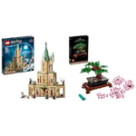 LEGO 76402 Harry Potter Hogwarts: Dumbledore’s Office Castle Toy, Set with Sorting Hat, Sword of Gryffindor and 6 Minifigures & 10281 Icons Bonsai Tree Set, Plants Home Décor Set with Flowers,