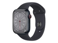 Apple Watch Series 8 (GPS + Cellular) - 45 mm - midnight aluminium - smart klocka med sportband - fluoroelastomer - midnatt - bandstorlek: normal - 3