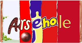 ARS*Hole Chocolate Bar Wrapped with Novelty Joke Wrappers Insults Valentines Day Love Gift Present Rude Funny (Chocolate BAR Included)