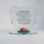OnlineStreet Special I Love You Lovely Glass Heart Shaped Plaque Gift with Beautiful Verse Keepsake Valentines Day Gift | Makes a Really Thoughtful Gift for Any Occasion Etc