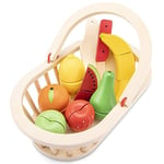 New Classic Toys Panier de Fruits en bois Jeu d’Imitation Éducative pour Enfants, 588, Multi Color