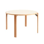 HAY - Rey Table Golden waterbased lacq. beech frame, 128xH74,5 Ivory white laminate tabletop - Matbord