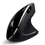 Perixx PERIMICE-813B Bluetooth Vertical Mouse, Wireless 3-in-1 Multi-Device Technology, Travelling Carry Bag Size, Right Handed, Black