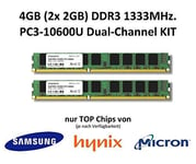 Barrette de mémoire - 4 Go (2 x 2 Go) - Dual-Channel KIT DDR3 - 1 333 Mhz - PC3-10600U - 240 broches - 2R x 8 CL9 - Non-ECC - 1,5V