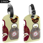 Luggage Tags Cute Russian Dolls Leather Travel Suitcase Labels 2 Packs