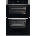 Zanussi ZKCNA7XN Multifunction double oven with 7 functions in the main oven and 5 functions in the top oven. White LEDs, Stainless steel