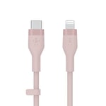 Belkin Câble USB-C vers Lightning BoostCharge Flex en silicone (2 m), certifié MFi (20 W), recharge Power Delivery pour iPhone 14/14 Plus, 13, 12, Pro, Max, mini, SE, iPad, etc. (rose)