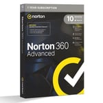Norton 360 Advanced Antivirus Software For 10 Devices 1-Year Subscr