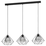 Hanging Ceiling Pendant Light Geometric Black & Glass 3x E27 Kitchen Island