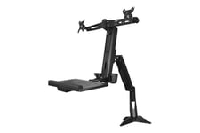 StarTech.com Sit Stand Dual Monitor Arm, Desk Mount Dual Computer Monitor Adjustable Standing Workstation for up to 24" Displays, VESA Ergonomic Stand Up Desk Converter with Keyboard Tray - Stand Up Office Desk (ARMSTSCP2) monteringssats - för 2 monitorer