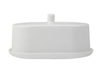 Maxwell & Williams Cashmere Butter Dish with Lid, Fine Bone China, White, 19.5 x 12 x 10.5 cm, 2 Piece Butter Keeper and Plate Set