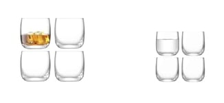 LSA International Borough Tumbler 300 ml Clear | Set of 4 | Dishwasher Safe | BG02 & LSA Borough Shot Glass 75ml Clear | Set of 4 | Dishwasher Safe | BG01