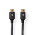 Nedis Ultra High Speed ​​HDMI ™ kabel | HDMI™ Kontakt | HDMI™ Kontakt | 8K@60Hz | 48 Gbps | 3.00 m | Rund | 6.7 mm | Grått Med Metall | Lock