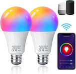 Alexa/ Google Home Smart Bulb WiFi Light Bulbs E27 Screw, 2 Pack, 10W 1000LM