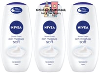 3 X Nivea Rich Moisture SOFT Shower Creme Cream 250ML