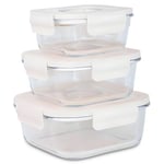 Foodecobox Vakuum Matlåda i Glas 3  i 1 Set, Kvadrat, Vit