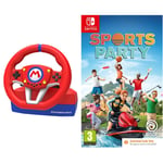 HORI Mario Kart Racing Wheel Pro Mini for Nintendo Switch (Nintendo Switch) & Sports Party (Code in Box) (Nintendo Switch)