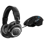 Audio-Technica M50xBT2 Wireless Headphone Black & Logitech G G502 HERO High Performance Wired Gaming Mouse, HERO 25K Sensor, 25,600 DPI, RGB
